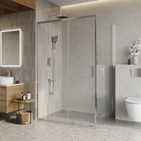 Душевой уголок BelBagno LUCE LUCE-AH-1-130/100-C-Cr стекло прозрачное 6 мм