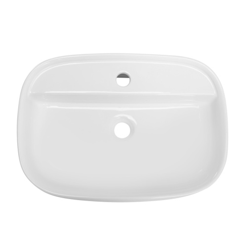 Раковина керамическая Cezares CZR-6580 39х56 накладная цвет белый 1 отверстие под смеситель - фото 3