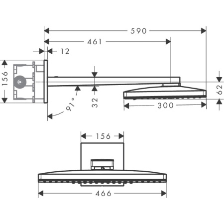 Верхний душ Hansgrohe Raindance Select 24007400 45х30 хром/белый