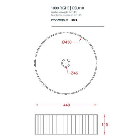 Раковина Artceram MILLERIGHE OSL010 17 00 nero matt *0 САЛОН 40 см накладная цвет черный без отверстий под смеситель