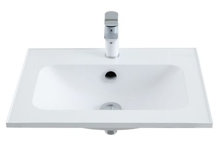 Раковина из искусственного камня Aquanet Арт 00306390 60х50 полувстраиваемая цвет белый 1 отверстие под смеситель