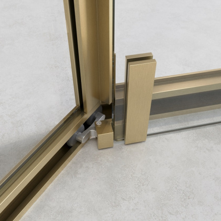 Душевой уголок Cezares RELAX 304 RELAX-304-P-1-100-C-BORO 100х100 стекло прозрачное профиль золото брашированное без поддона