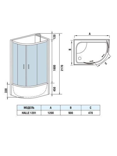 Душевая кабина WeltWasser WW500 HALLE 1201 R (10000003312) 90х120 - фото 2