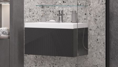 Тумба под раковину Velvex EDGE tp.EDG.9696.70.1Y графит 70х40 подвесная цвет серый