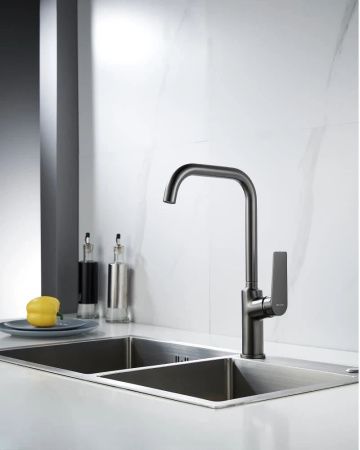 Смеситель для кухни Knotlor MUSE KN-61/GM на мойку вороненая сталь