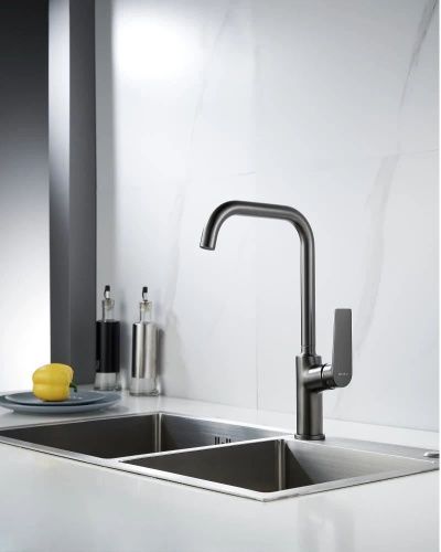 Смеситель для кухни Knotlor MUSE KN-61/GM на мойку вороненая сталь - фото 5