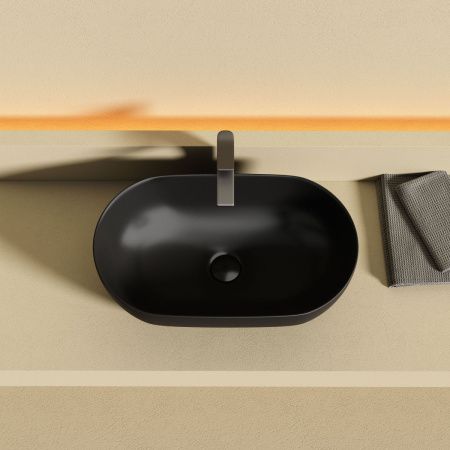 Раковина из сантехнического фарфора Ceramica Nova TWIST CN12001MB 50х30 накладная цвет черный