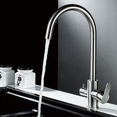 Смеситель для кухни Haiba HB801 HB76801 на мойку нержавеющая сталь