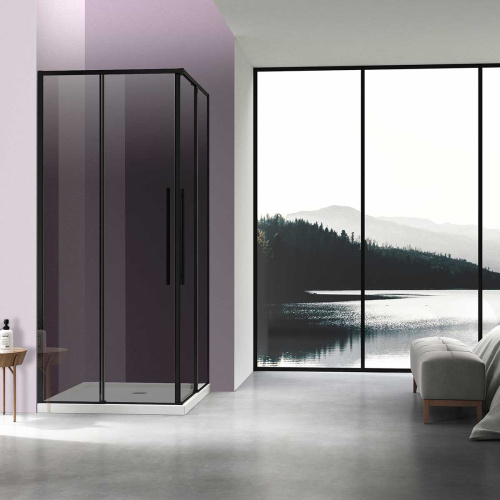 Душевой уголок Vincea Slim-N VSS-4SN9010CGB 100х90 стекло тонированное профиль черный