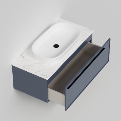 Тумба со столешницей La Fenice ELBA NFNC-01-ELB-BG-100-3-GG 100х62х49 подвесная цвет синий - фото 2