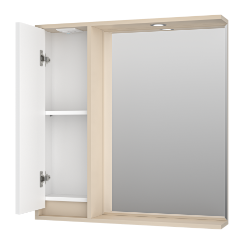 Зеркало-шкаф Brevita Balaton BAL-04080-03-01Л 78х14х80 подвесной цвет белый/бежевый - фото 4 Зеркало-шкаф Brevita Balaton BAL-04080-03-01Л 78х14х80 подвесной цвет белый/бежевый - фото 4