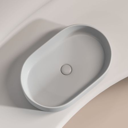 Раковина из сантехнического фарфора Ceramica Nova ELEMENT CN6048MSG 60х40 накладная цвет серый без отверстий под смеситель