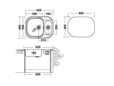 Кухонная мойка Ukinox Галант GAL620.480 15GT8K -O 50х60 цвет нержавеющая сталь поверхность полированная