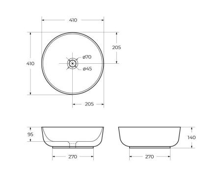 Раковина из сантехнического фаянса BelBagno BB1315-H311 40х40 накладная цвет серый без отверстий под смеситель