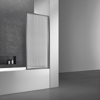 Душевая шторка на ванну Vincea VSB-41700FLGM 70х140 стекло рифленое профиль вороненая сталь ориентация универсальная