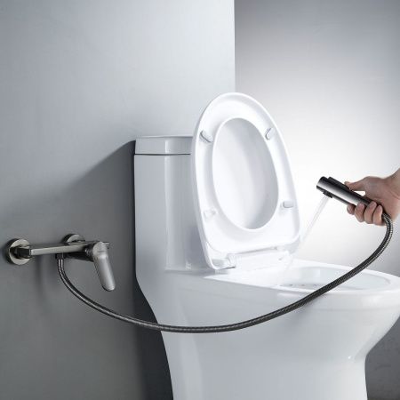 Гигиенический душ со смесителем Shevanik S43T S4305T-1 оружейная сталь