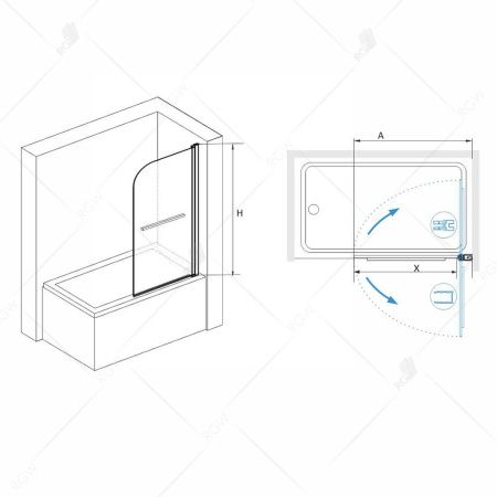 Душевая шторка на ванну RGW Screens 411111408-14 80х140 стекло прозрачное профиль черный ориентация универсальная