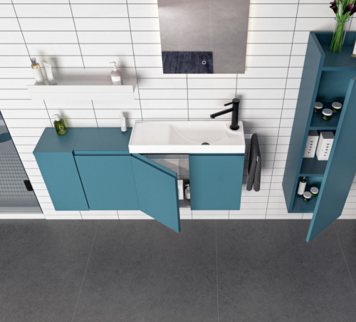 Тумба с раковиной Orka Ferla 5004323 60х22х50 цвет синий матовый - фото 4