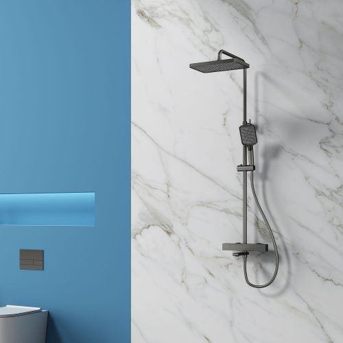 Душевая стойка Splenka S224.26.09 настенная цвет графит с термостатом - фото 4