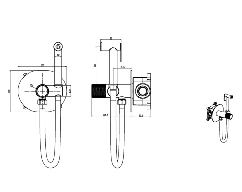 Гигиенический душ со смесителем Boheme Tech 157-NB никель брашированный - фото 2