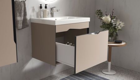 Тумба под раковину Velvex Krona 361 серый камень 60х40 подвесная цвет серый