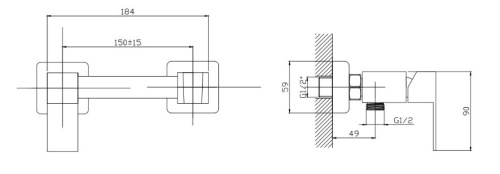 Смеситель с гигиеническим душем D-Lin D180202 настенный хром - фото 2