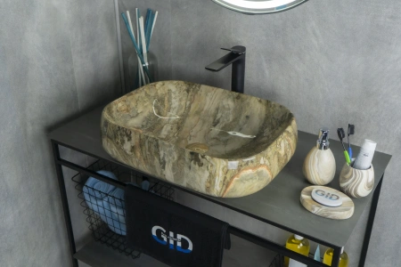 Раковина керамическая Gid Geométrico 54423 60х40 накладная цвет многоцветный без отверстий под смеситель