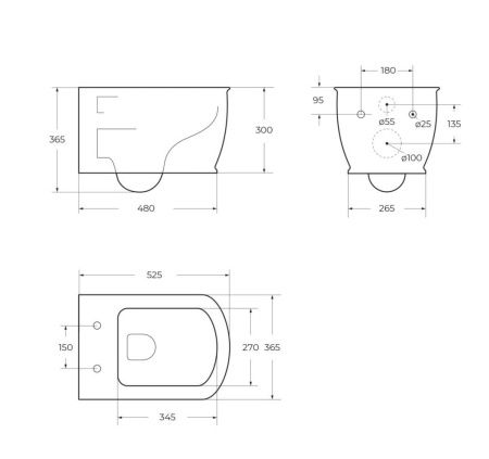 Чаша унитаза подвесная BelBagno PRADO BB10150CH цвет белый без сиденья безободковая каскадный смыв