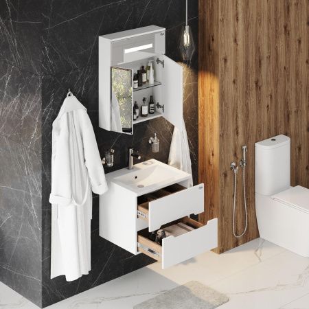 Тумба под раковину Onika Айленд 106114 60х50 подвесная цвет белый