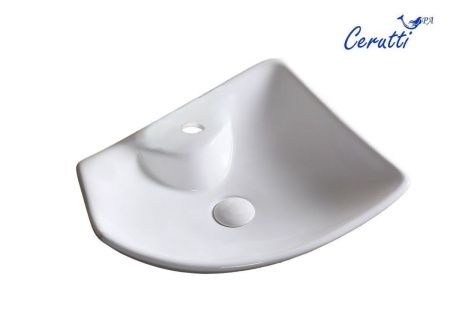 Раковина из сантехнического фарфора Cerutti SPA CR7054 50х40 накладная цвет белый 1 отверстие под смеситель