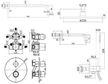 Душевая система Paffoni Light KITLIQ019BO141 встраиваемая в стену
