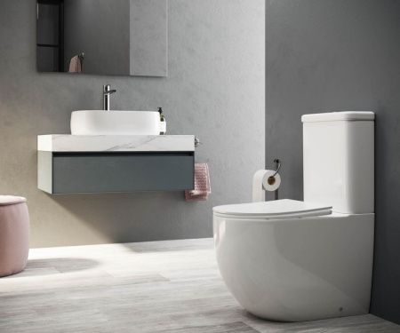 Унитаз напольный с бачком Ceramica Nova MIA CN1801 белый с сиденьем микролифт безободковый душевой смыв