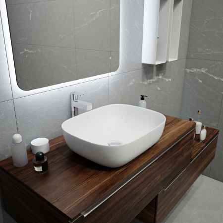 Раковина из сантехнического фарфора Teymi Solli T50390 49х40 накладная цвет белый без отверстий под смеситель