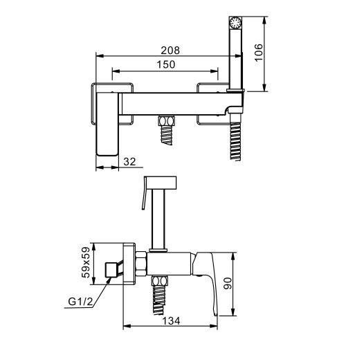 Гигиенический душ со смесителем Raglo R01.51.09 графит - фото 2