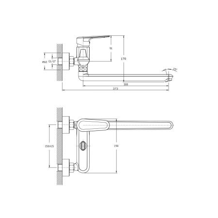 Смеситель для ванны Rush Devon DE7535-51 настенный хром