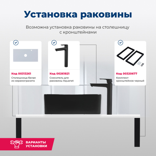 Раковина Aquanet Perfect 48 см PERFECT-2-MB накладная цвет черный - фото 5