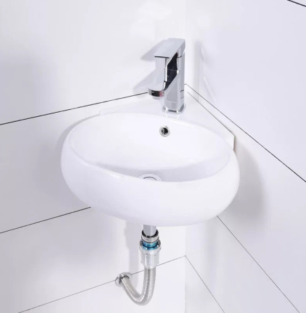 Раковина из санфаянса CeramaLux 9359 35х35 подвесная цвет белый 1 отверстие под смеситель