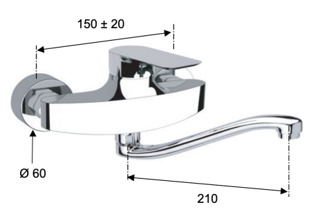 Смеситель для кухни Remer Infinity I41S настенный хром
