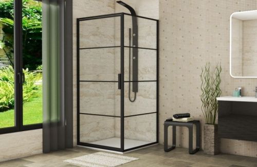 Душевой уголок Bravat Blackline BS090.2115B 90х90 стекло прозрачное профиль черный без поддона - фото 2
