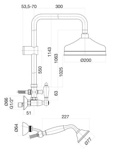 Душевая стойка Fiore 02OO0620 настенная цвет золото - фото 3