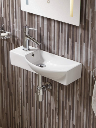 Раковина из сантехнического фаянса WeltWasser WW SK 10000008690 50х20 подвесная цвет белый 1 отверстие под смеситель