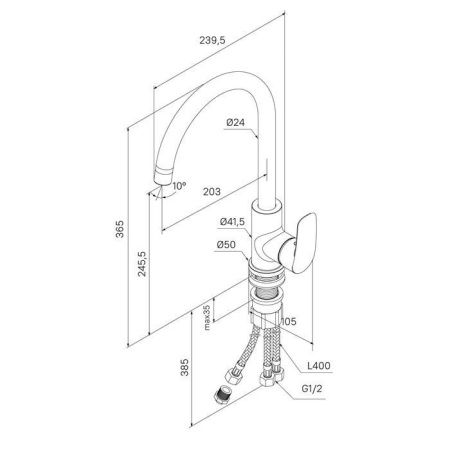 Смеситель для кухни Milardo Rora RORWTFJM05 на мойку белый