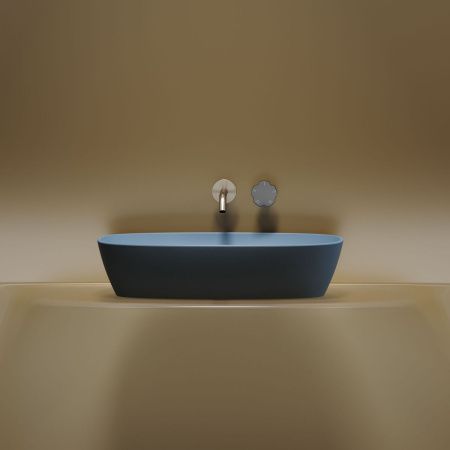 Раковина из сантехнического фарфора Ceramica Nova ELEMENT CN6049ML 60х40 накладная цвет синий без отверстий под смеситель