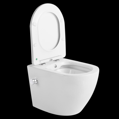 Унитаз подвесной CeramaLux 2196-BD белый с сиденьем микролифт каскадный смыв - фото 3