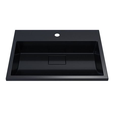 Раковина из искусственного камня Uperwood Barsa 3939193461 60х50 полувстраиваемая цвет черный