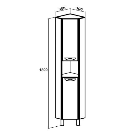 Шкаф-пенал RUNO ЭКОНОМ 00000000290 30х30х191 напольный цвет белый