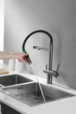 Смеситель для кухни Rose R958T на мойку оружейная сталь