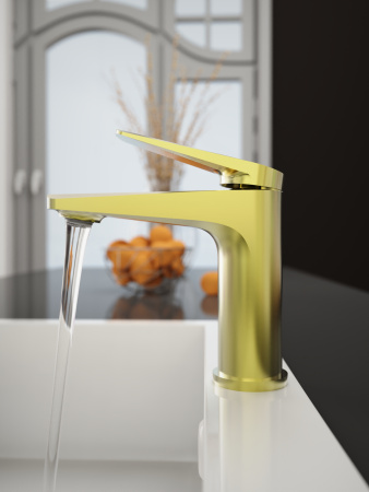 Смеситель Tokito KIN TOK-KIN-1011 на раковину брашированное золото