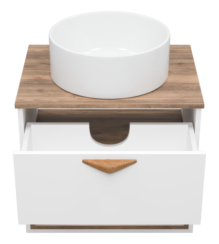 Тумба под раковину Brevita Bergen BER-07060-19-01-1Я 60х48х52 подвесная цвет белый/коричневый - фото 5