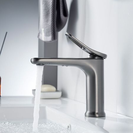 Смеситель Shevanik S4701T на раковину оружейная сталь